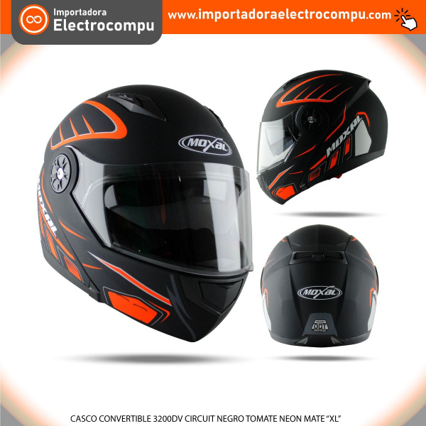 CASCO CONVERTIBLE 3200DV CIRCUIT NEGRO NEON TOMATE “XL”