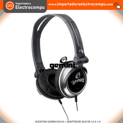 AUDIFONO GEMINI DJX- 03 ADAPTADOR JACK DE 3.5 A 1/4