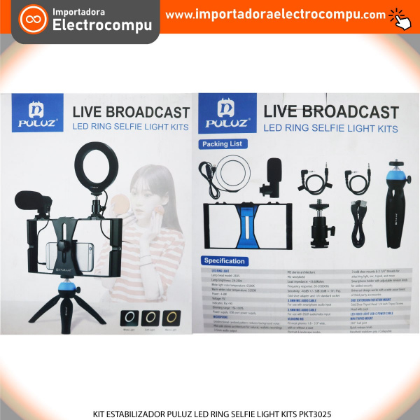 KIT ESTABILIZADOR PULUZ LED RING SELFIE LIGHT KITS PKT3025