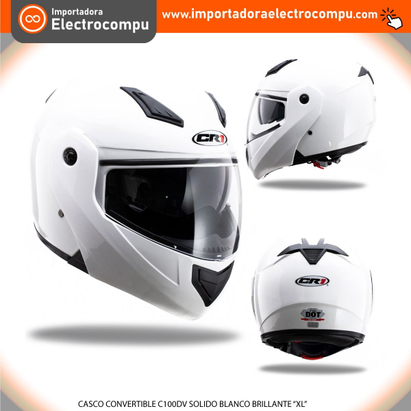 CASCO CONVERTIBLE C100DV SOLIDO BLANCO BRILLANTE “XL”