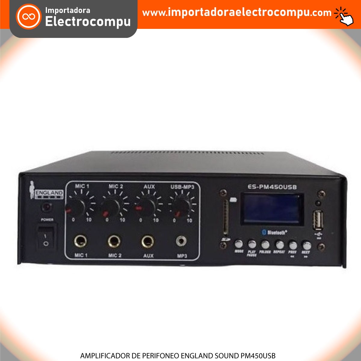 AMPLIFICADOR ENGLAND SOUND PM450USB 30WRMS 4CH/USB